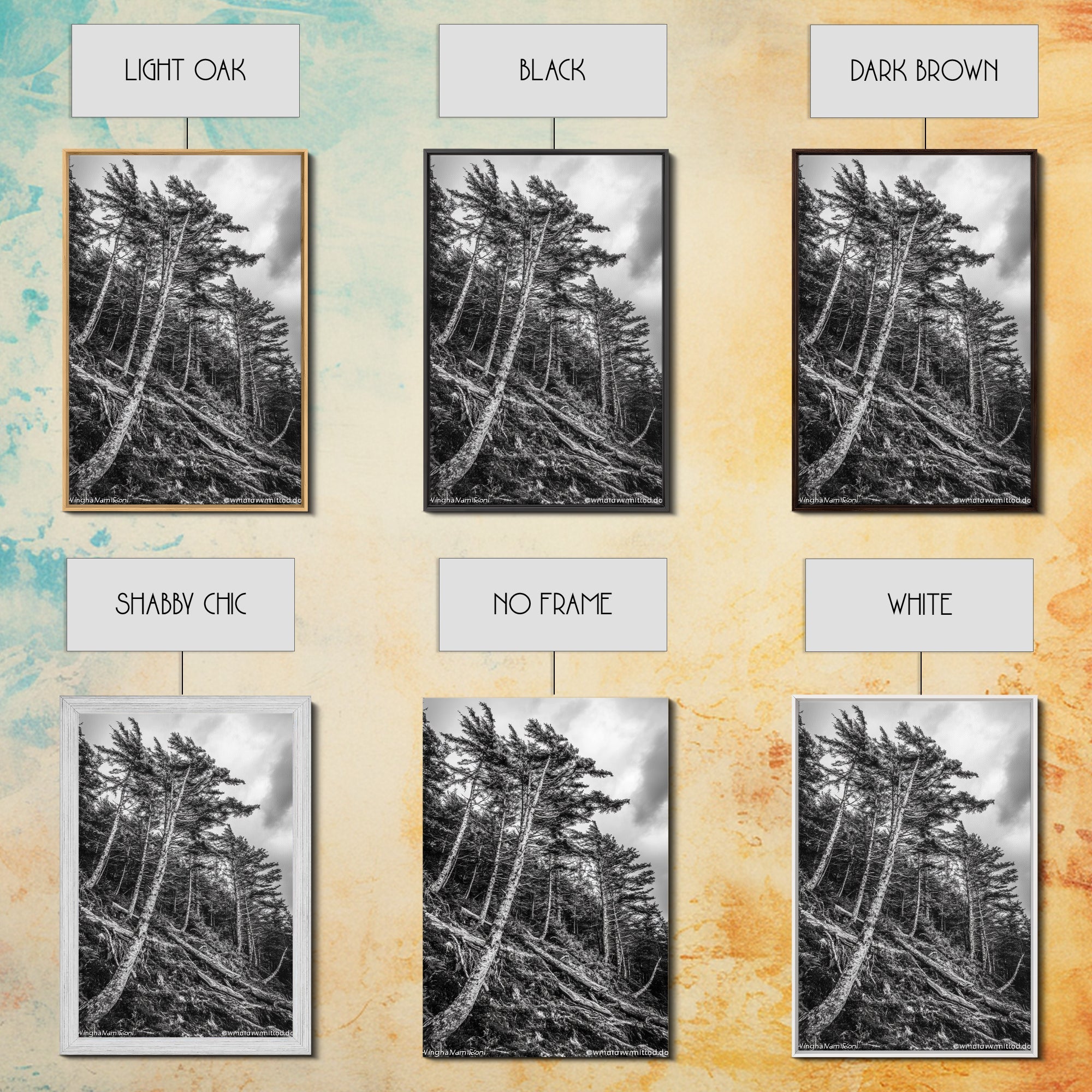 Windy Pines, Forest Landscape, Nature Photography, Framed Canvas Print, Rustic Wall Art, Cabin Decor, Minimalist Art, Fall Home Style