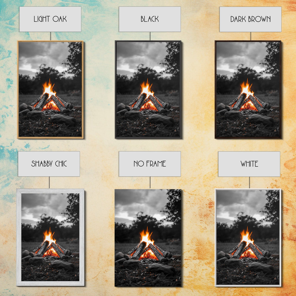 Firewood Blaze, Autumn Campfire, Outdoor Canvas Print, Cozy Cabin Wall Art, Rustic Nature Decor, Adventure Wall Accent