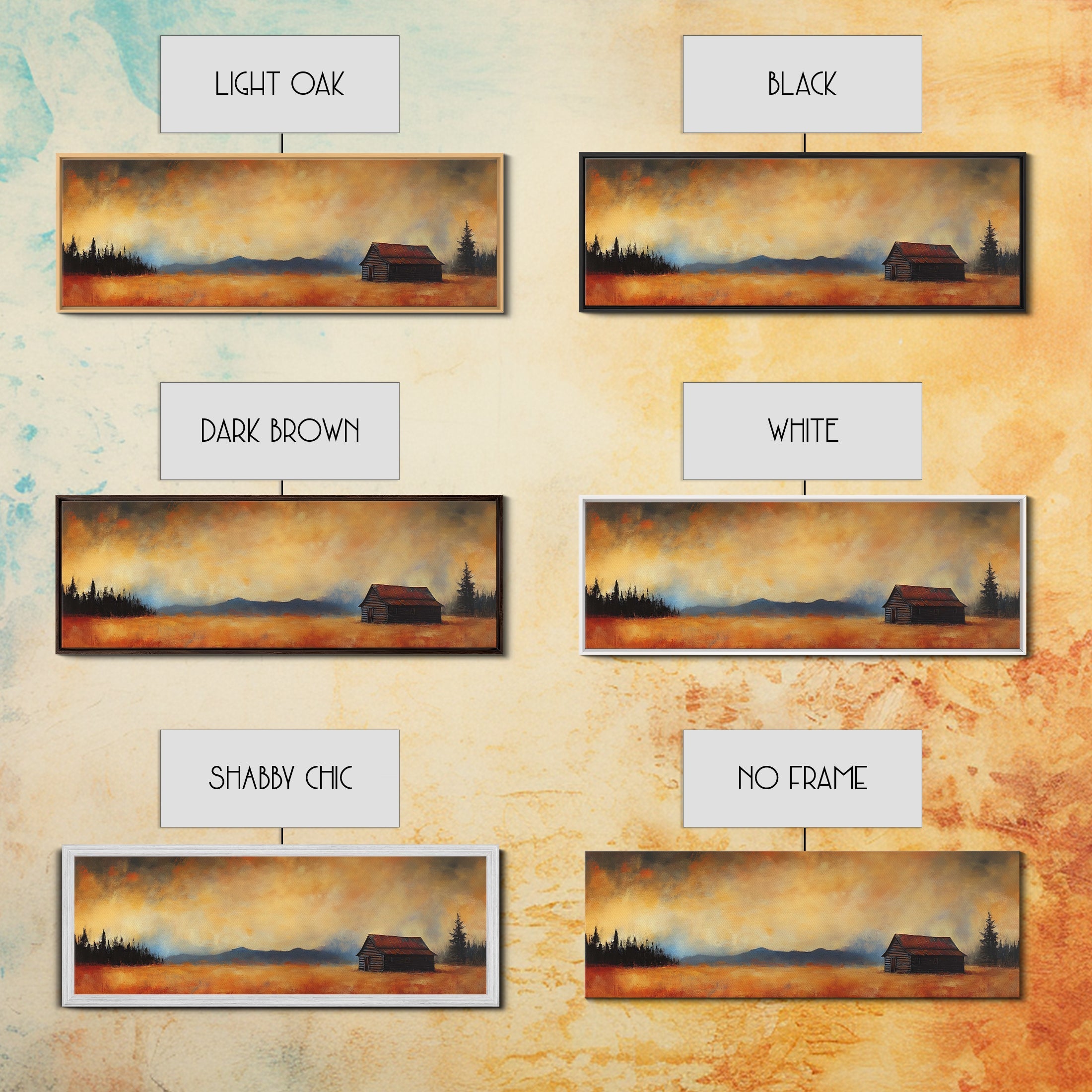 Rustic Wall Art, Framed Canvas Print, Barn Landscape Oil Painting, Moody Art, Extra Wide Art, Fall Decor, Living Room Art, Above Couch Art