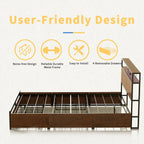King size Platform Bed with Headboard and Storage Drawers in Brown Wood Finish