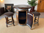 Brown Oak Barrel Bar Stool - Memory Foam Upholstery - Whiskey Barrel Stave Pub Stool - Counter Height - Handmade Wine Barrel Chair