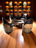 Wine Barrel Coffee Table Set with 4 Chairs - Rustic Whiskey Barrel Furniture Set - Handmade Solid Oak - Free Shipping