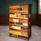 Reclaimed Wood Patchwork - Tallboy Dresser - Front