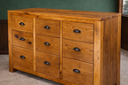 handcrafted reclaimed pine 9-drawer dresser - side view