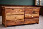 Reclaimed Wormy Chestnut - 6-Drawer Dresser - Front View Close Up