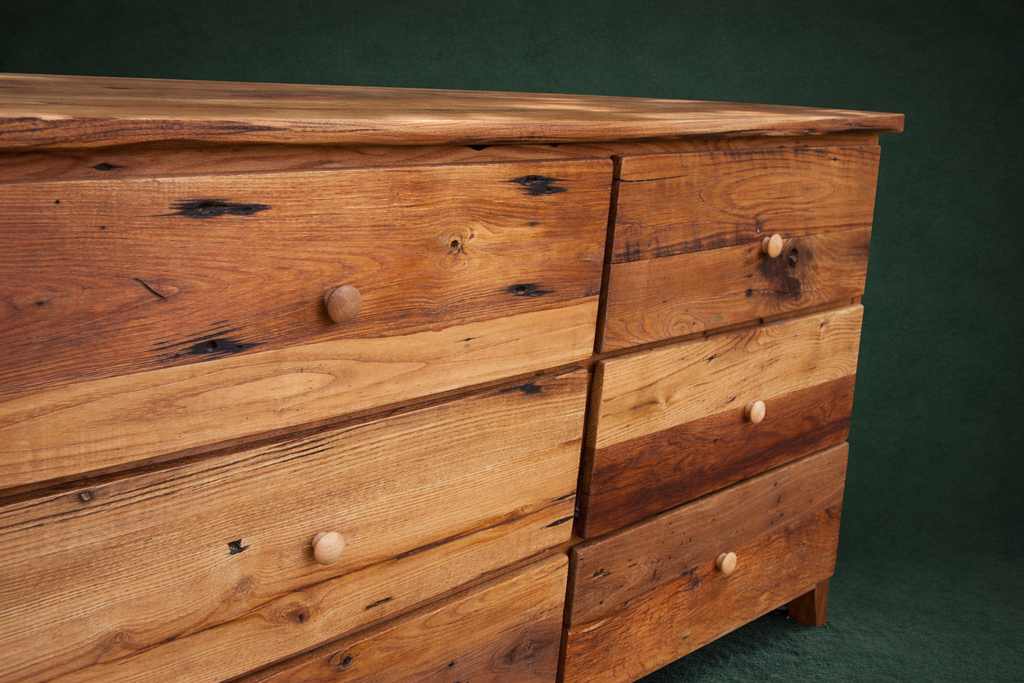 Reclaimed Wormy Chestnut - 6-Drawer Dresser - Drawers
