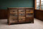 Rustic Reclaimed Barn Wood - 6-Drawer Dresser - Front View