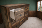 Rustic Reclaimed Barn Wood - 6-Drawer Dresser - Open Drawer