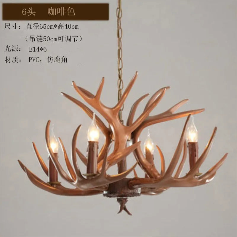 DecorBites™ Antler Branch Ceiling Chandelier: Retro Industrial Style Lighting for Indoor Spaces