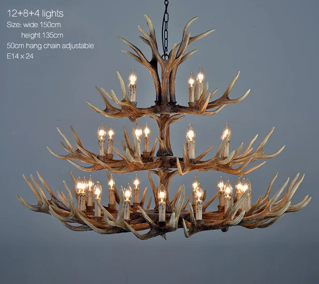DecorBites™ Antler Chandelier: Resin Deer Horn Pendant Lighting for Home, Restaurant, Hotel