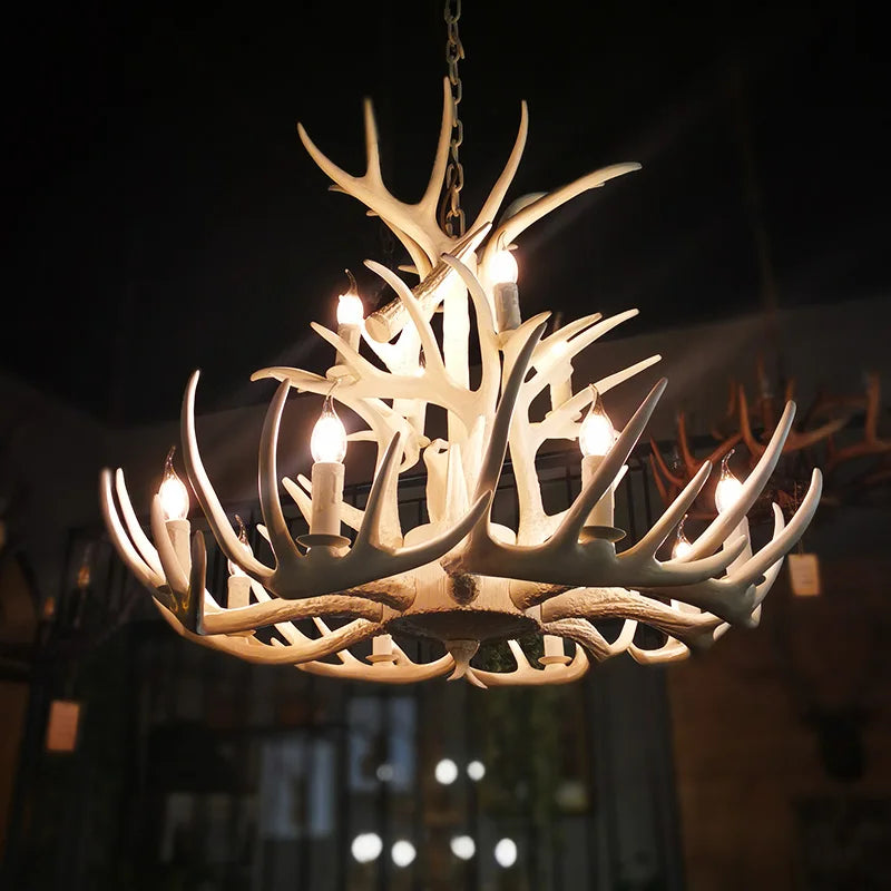 DecorBites™ Antler Chandelier: Resin Deer Horn Pendant Lighting for Home, Restaurant, Hotel