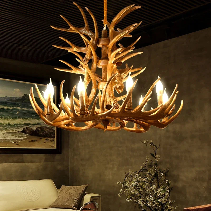 DecorBites™ Antler Chandelier Ceiling Lamp Mid Century Modern Lighting