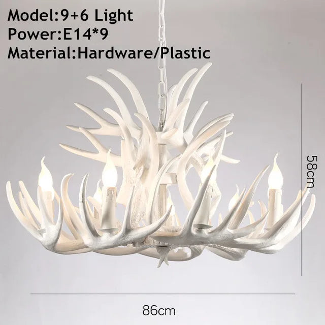 DecorBites™ Antler Chandelier: Resin Deer Horn Pendant Lighting for Home, Restaurant, Hotel