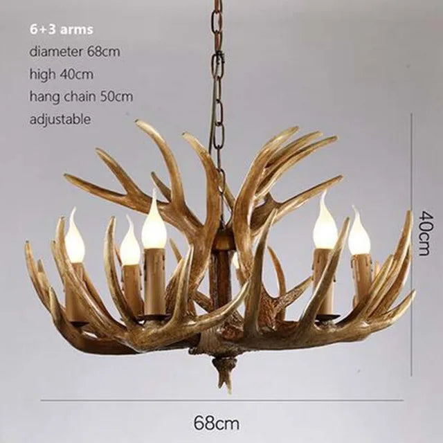 DecorBites™ Antler Chandelier: Resin Deer Horn Pendant Lighting for Home, Restaurant, Hotel