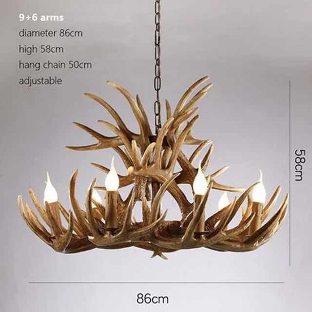 DecorBites™ Antler Chandelier: Resin Deer Horn Pendant Lighting for Home, Restaurant, Hotel