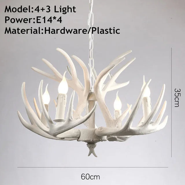 DecorBites™ Antler Chandelier: Resin Deer Horn Pendant Lighting for Home, Restaurant, Hotel