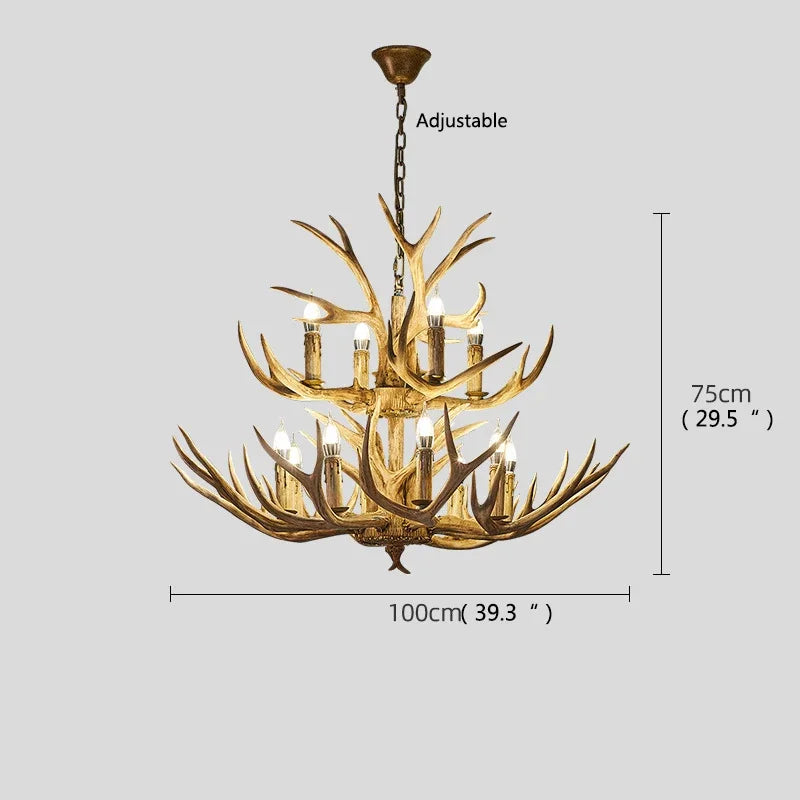 DecorBites™ Antler LED Chandeliers: Creative Retro Resin Pendant Lamps for Home & Hospitality Lighting