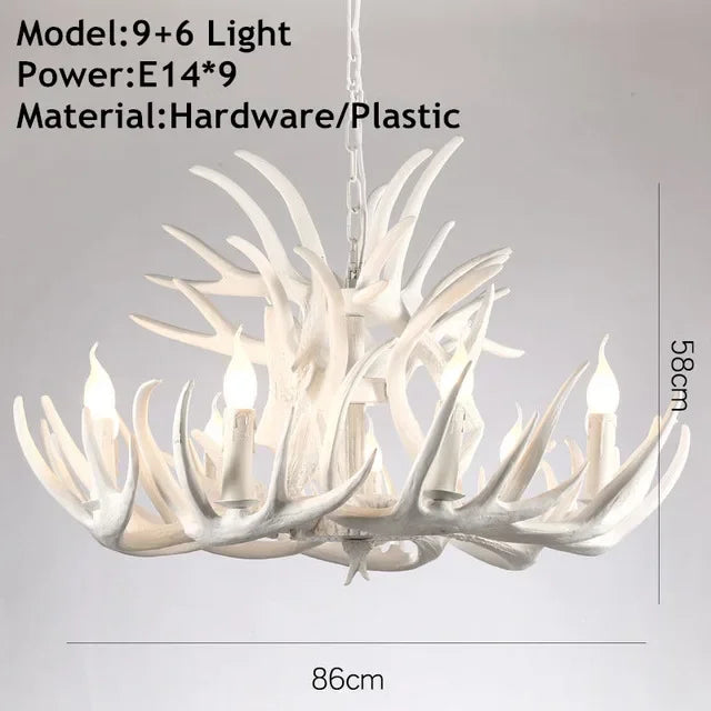 DecorBites™ Antler Chandelier Ceiling Lamp Mid Century Modern Lighting