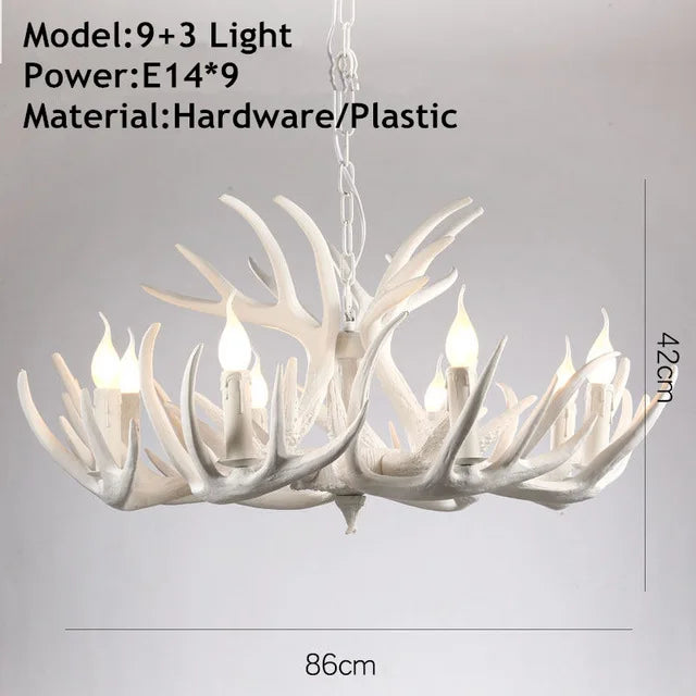 DecorBites™ Antler Chandelier: Resin Deer Horn Pendant Lighting for Home, Restaurant, Hotel
