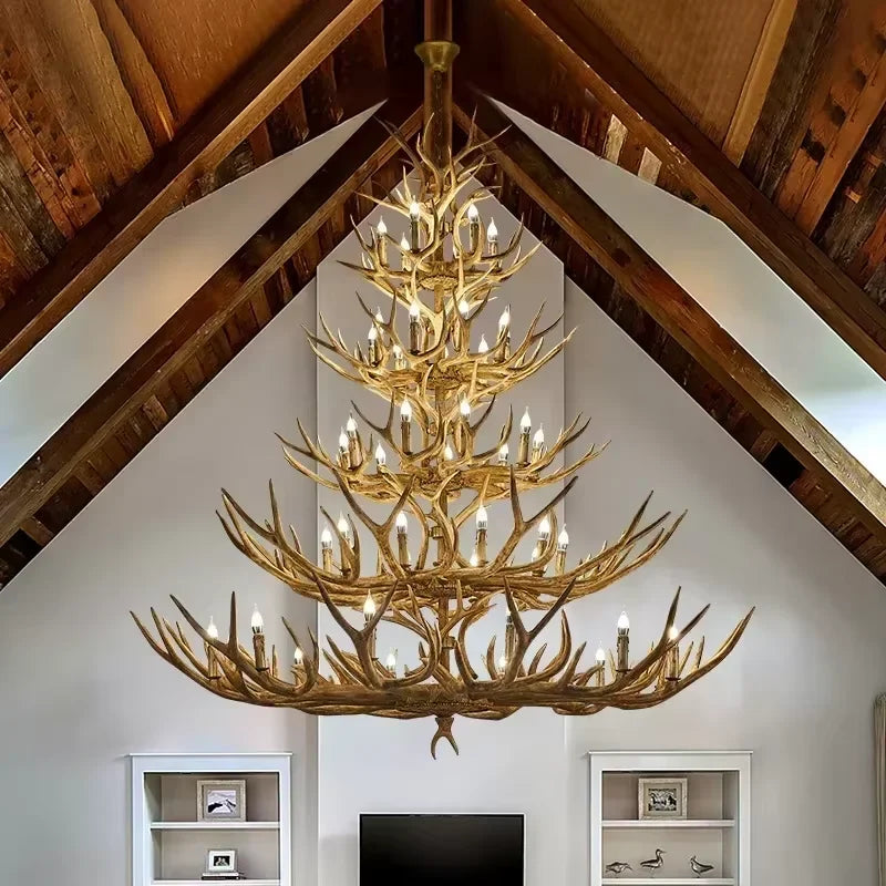 DecorBites™ Antler Chandelier: Resin Deer Horn Pendant Lighting for Home, Restaurant, Hotel