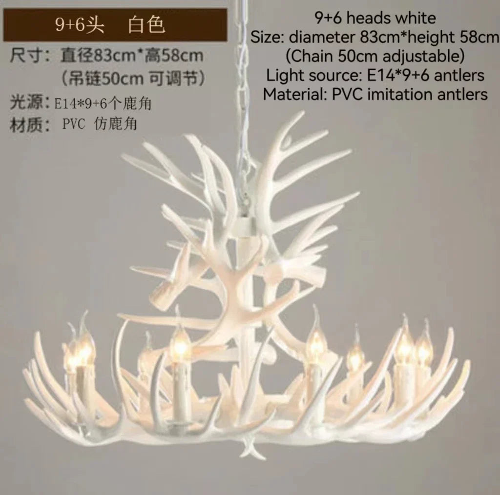 DecorBites™ Antler Branch Ceiling Chandelier: Retro Industrial Style Lighting for Indoor Spaces