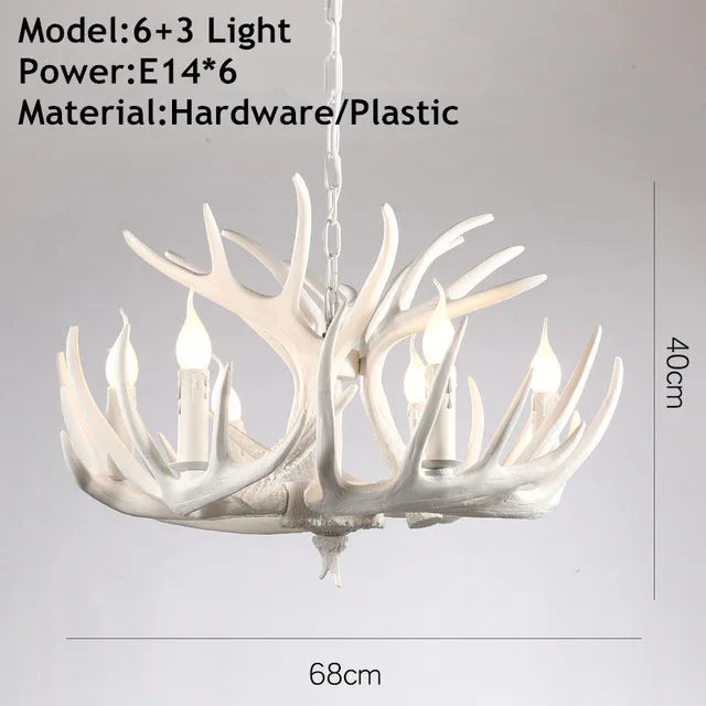DecorBites™ Antler Chandelier: Resin Deer Horn Pendant Lighting for Home, Restaurant, Hotel