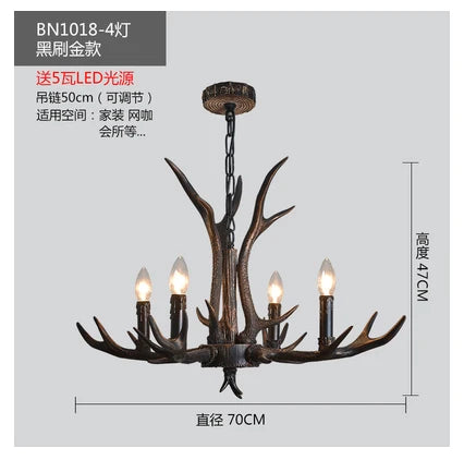 DecorBites™ Antler Chandelier: Country Rustic Vintage Loft Lighting for Bedroom, Dining Room & Restaurant