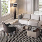 DecorBites™ Brown Leather Wooden Floor Lamp - Luxury Italian Design
