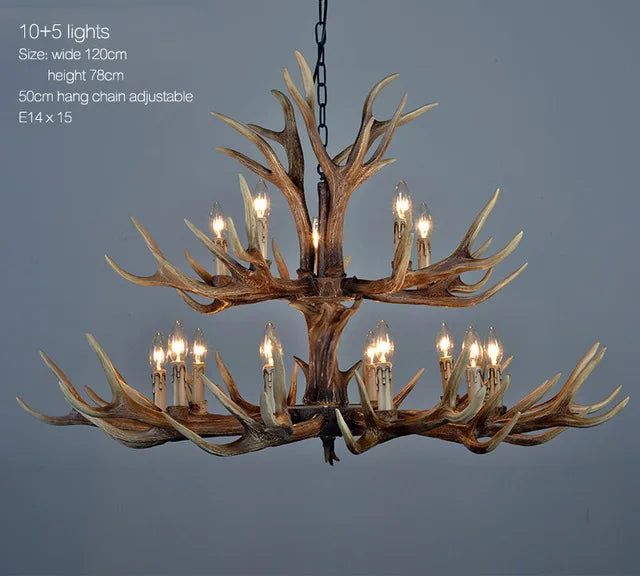 DecorBites™ Antler Chandelier: Resin Deer Horn Pendant Lighting for Home, Restaurant, Hotel