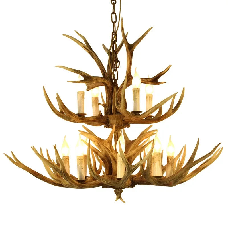 DecorBites™ Antler LED Chandeliers: Creative Retro Resin Pendant Lamps for Home & Hospitality Lighting