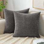 DecorBites™ Corduroy Striped Throw Pillow Covers - Soft Decorative Cushion Cases