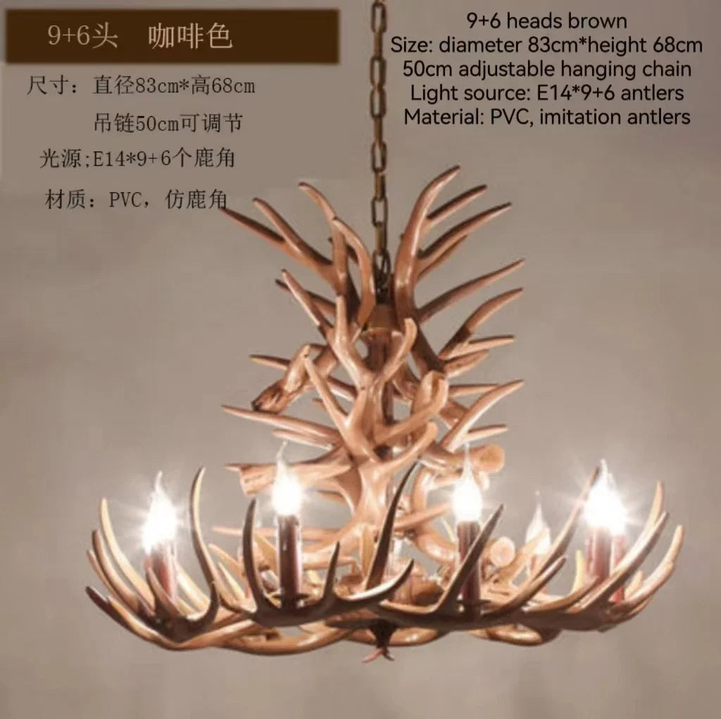 DecorBites™ Antler Branch Ceiling Chandelier: Retro Industrial Style Lighting for Indoor Spaces