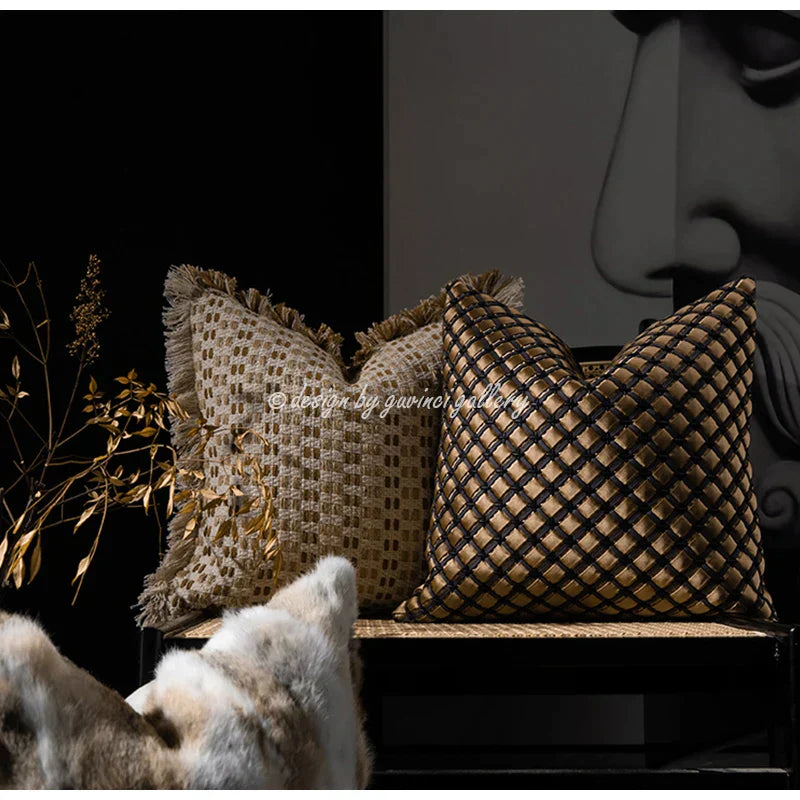 DecorBites™ Ivory Tawny Rabbit Fur Handmade Throw Pillow Covers - Modern Luxury Decor