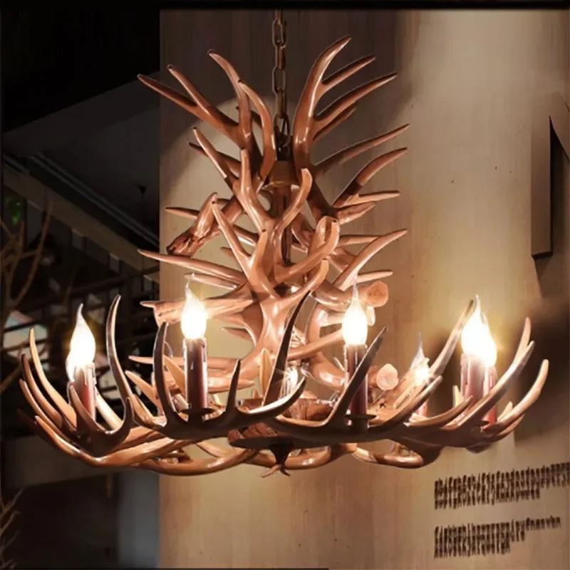DecorBites™ Antler Branch Ceiling Chandelier: Retro Industrial Style Lighting for Indoor Spaces