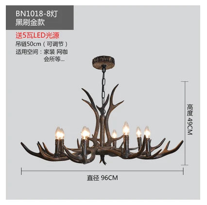 DecorBites™ Antler Chandelier: Country Rustic Vintage Loft Lighting for Bedroom, Dining Room & Restaurant