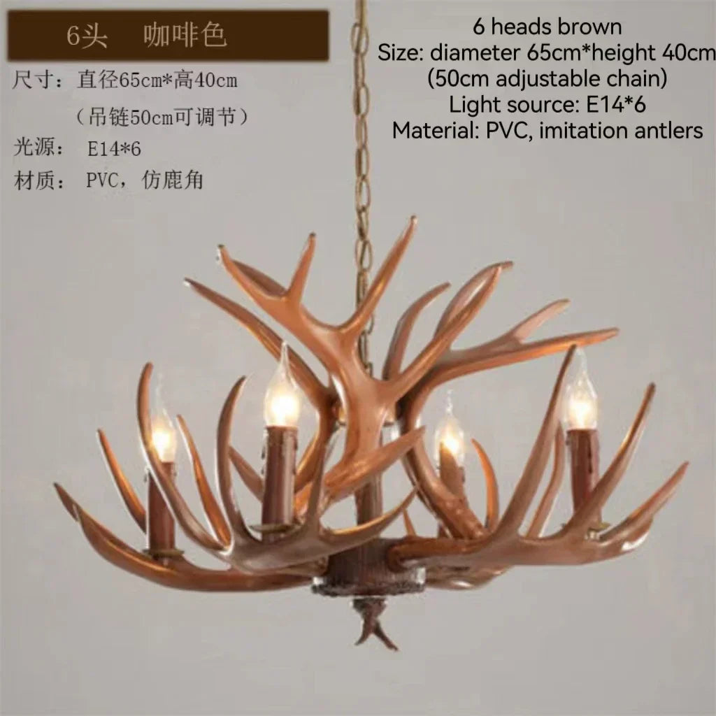DecorBites™ Antler Branch Ceiling Chandelier: Retro Industrial Style Lighting for Indoor Spaces