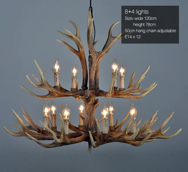DecorBites™ Antler Chandelier: Resin Deer Horn Pendant Lighting for Home, Restaurant, Hotel