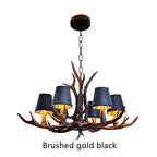 DecorBites™ Antler Resin Chandelier: American Country Retro Style LED Hanging Lamp