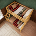 Solid Pine - Twin-Over-Full Bunk Bed – Natural Pine Finish - Overhead