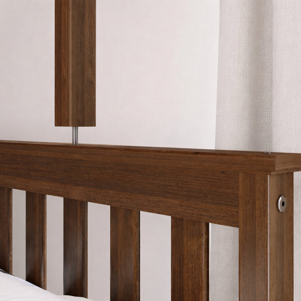 Solid Pine - Twin-Over-Full Bunk Bed – Walnut Brown Finish - Assembly