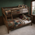 Solid Pine Twin-Over-Full Bunk Bed – Walnut Brown Finish