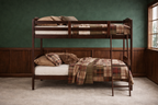 Solid Wood - Twin-Over-Twin Bunk Bed with Ladder – Dark Brown - Side View