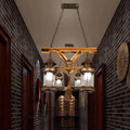 DecorBites™ Bronze Coastal Glass Lantern Pendant Light - 4-Light Island Fixture