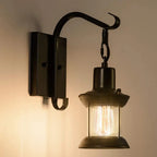 Coastal Glass Lantern Wall Sconce Light Fixture - Dining Room Lighting with Curved Arm