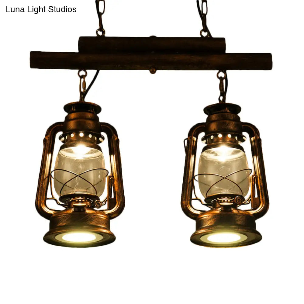 DecorBites™ Copper Lantern Island Light with Clear Glass - 2-Bulb Kitchen Hanging Fixture
