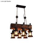 DecorBites™ Farmhouse Ceiling Pendant Light - Clear Glass & Brown Island Lamp Lantern with Wood Block Top - 6 Lights"

Note: It is important to strike a balance between an effective product title for SEO purposes and including key descriptive details.
