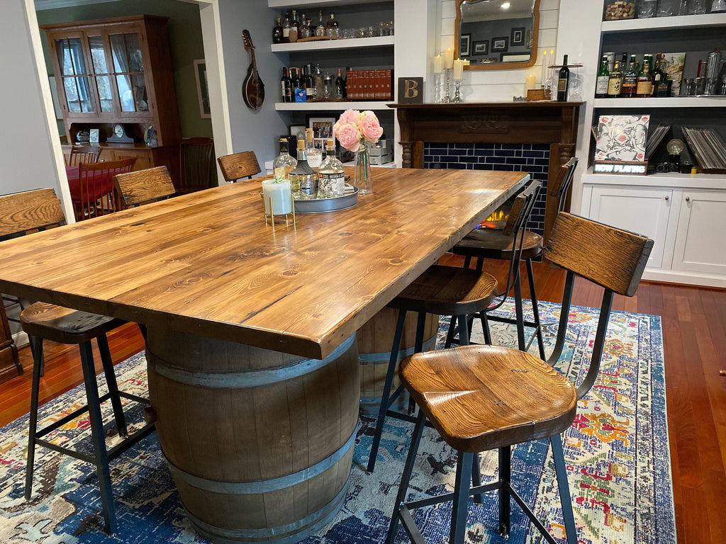Set of 4 Bar Stools Counter Height, Bar Stools With Backs, Scooped Seat Brewster Stools, Counter Stools, Reclaimed Bar Stool, Man Cave Decor