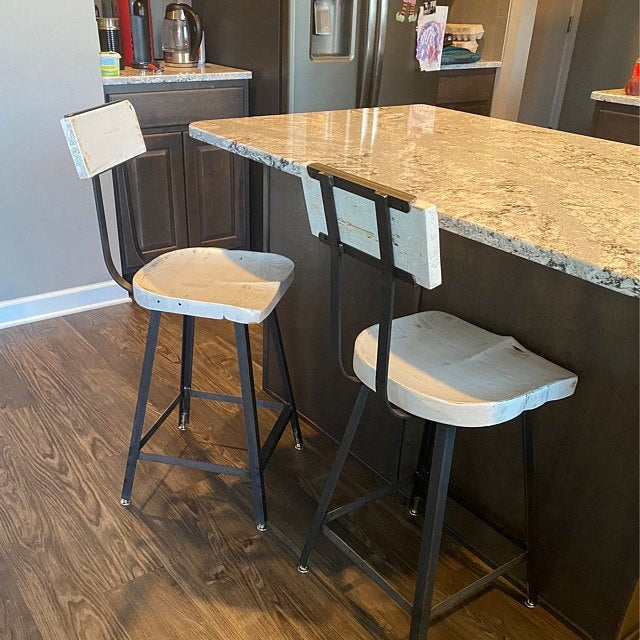 Set of 4 Bar Stools Counter Height, Bar Stools With Backs, Scooped Seat Brewster Stools, Counter Stools, Reclaimed Bar Stool, Man Cave Decor