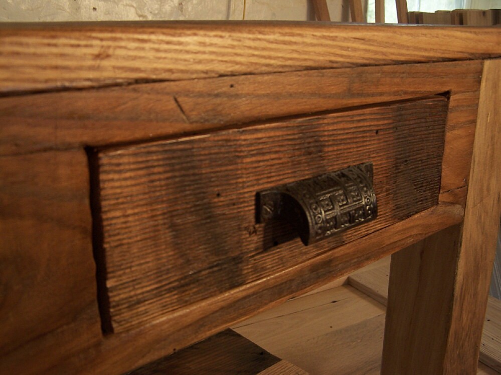 End Table With Drawer, Primitive TV Stand, Solid Hardwood End Table, Wood Nightstand, Reclaimed Wood Table, Media Console, TV Cabinet Table