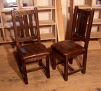 Dining Chair, Wood Cushion Chair, Rustic Chair, Solid Wood And Leather Chair, Oak Chair, Wooden Chair, Dining Room Furniture, Antique Chairs